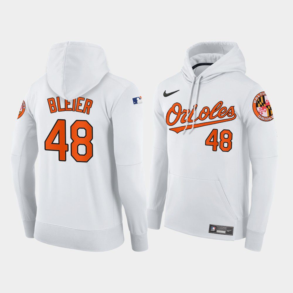 Men Baltimore Orioles #48 Bleier white home hoodie 2021 MLB Nike Jerseys